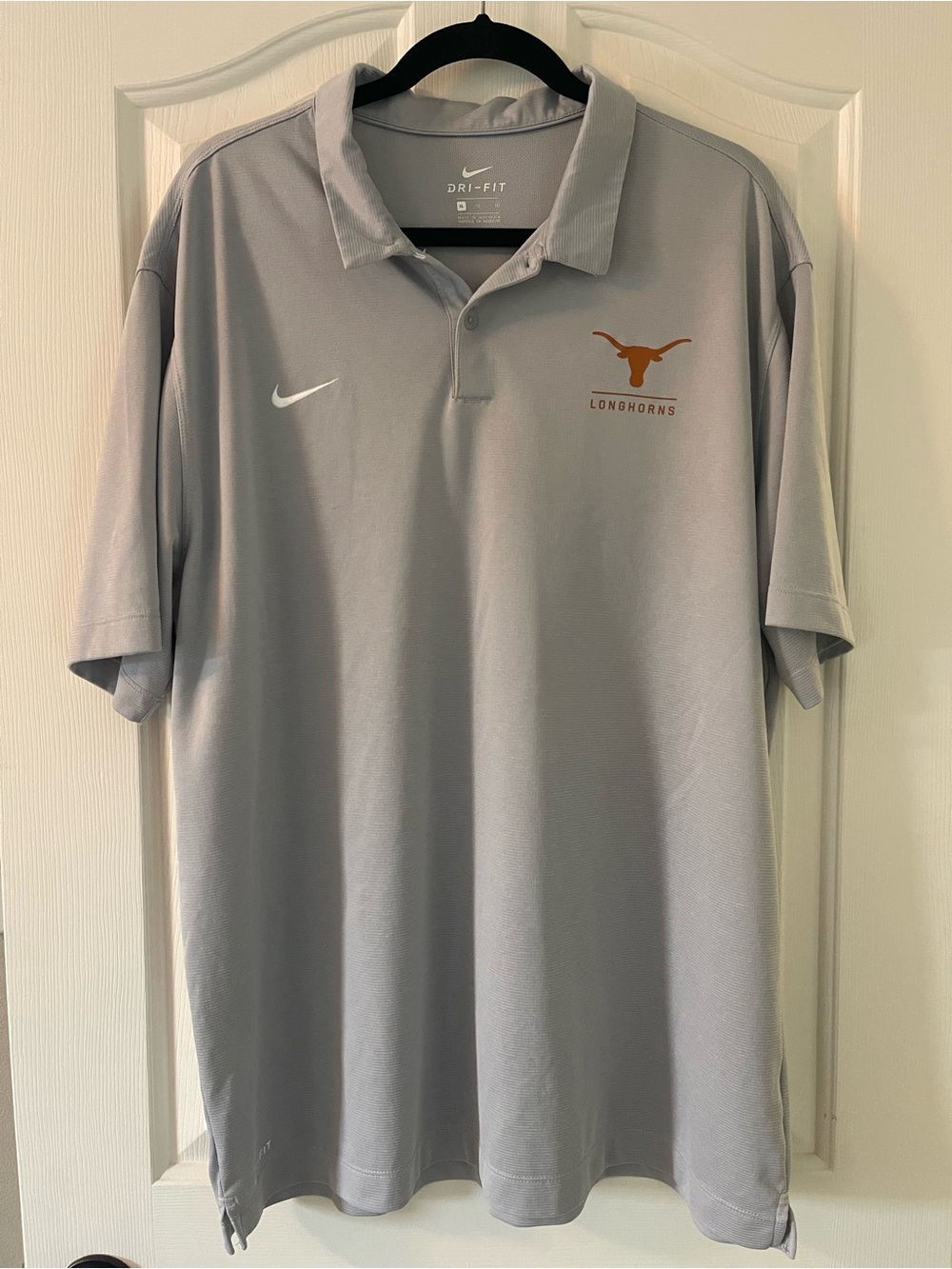 Nike Men’s Gray Longhorns Polo with Burnt Orange Logo